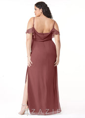 Azazie Emeralda Amethyst Sheath Off the Shoulder Chiffon Dress amethyst