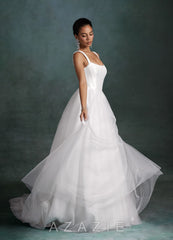 Azazie Jasmine Diamond White Ball-Gown Stretch Mikado Dress diamond_white