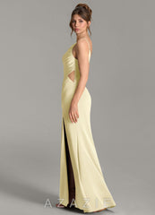 Azazie Hudsyn Lemon Sorbet Mermaid One Shoulder Stretch Satin Dress lemon_sorbet
