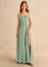 Azazie Chip Girls Formal Dusty Sage A-Line Sleeveless Chiffon Dress
