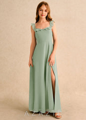 Azazie Chip Girls Formal Dusty Sage A-Line Sleeveless Chiffon Dress