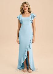 Azazie Demi Junior Sky Blue Mermaid Bow Stretch Satin Dress sky_blue