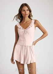 Bamboo Fiber Ruffled Pajama Set