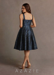 Jackey {color} Jacquard Pleated Midi Dress navy_#ny134188
