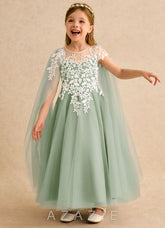 Azazie Dandelion Dusty Sage Ball-Gown Lace Dress
