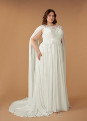 Azazie Linnea Wedding Dress Cream A-Line Scoop Chiffon Dress cream