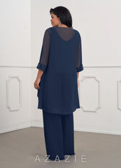 Azazie Maura Jumpsuit Dark Navy Jumpsuit/Pantsuit Sequins Chiffon Dress dark_navy