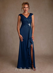 Azazie Santa Monica Dark Navy A-Line Lace Dress dark_navy