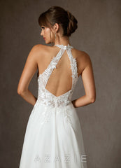 Azazie Sonja Diamond White A-Line Lace Dress diamond_white