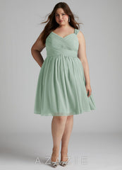 Azazie Angie Agave A-Line Corset Chiffon Dress agave