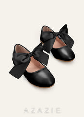 Satin Bow Mary Jane Girls' Flat Shoes black