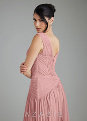 Azazie Kima Dusty Rose A-Line Pleated Chiffon Dress dusty_rose