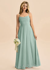 Azazie Bear Junior Agave A-Line Pleated Chiffon Dress