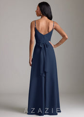 Azazie Kali Dark Navy A-Line Pleated Chiffon Dress dark_navy