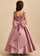 Azazie Eden Dusty Rose Ball-Gown Pleated Matte Satin Dress