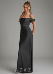 Azazie Hayden Black Mermaid Corset Stretch Satin Dress black