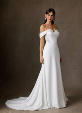 Azazie Ganelle Diamond White A-Line Sweetheart Neckline Crepe Back Satin Dress