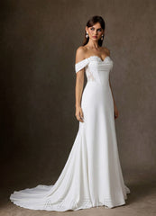 Azazie Ganelle Diamond White A-Line Sweetheart Neckline Crepe Back Satin Dress