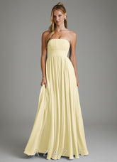 Azazie Ari Lemon Sorbet A-Line Strapless Chiffon Dress