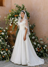 Romantic Floral Lace Shoulder Length Veil