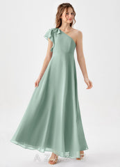Azazie Arabella Junior Agave A-Line Ruched Chiffon Dress agave