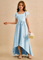 Azazie Milly Girls Formal Sky Blue A-Line Pleated Chiffon Dress sky_blue