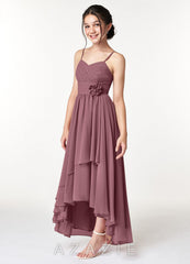 Azazie Catalina Junior Amethyst A-Line Ruched Chiffon Dress amethyst