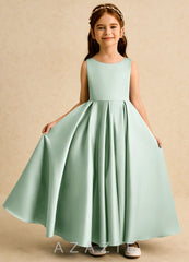 Azazie Pepper Agave A-Line Pleated Matte Satin Dress agave