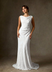 Azazie Kieryn Diamond White Sheath Floral Jacquard Dress diamond_white