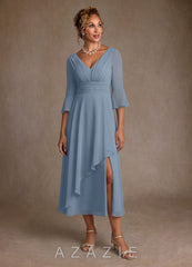 Azazie Aerynne Dusty Blue A-Line Pleated Chiffon Dress dusty_blue
