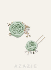 Matching Color Matte Satin Rose Hairpin Set