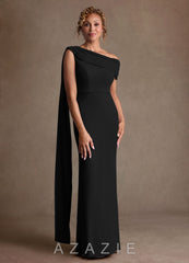 Azazie Bassi Black Mermaid Off the Shoulder Mesh Dress