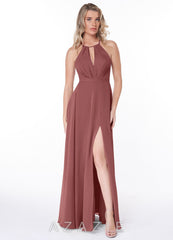 Azazie Evalleen Amethyst A-Line Pleated Chiffon Dress