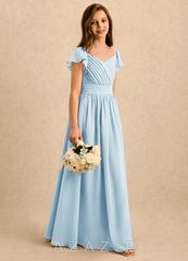Azazie Taylor Girls Formal Sky Blue A-Line Sweetheart Neckline Chiffon Dress sky_blue