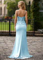 Pizzo Light Blue Floral Lace Corset Mermaid Prom Dress light_blue