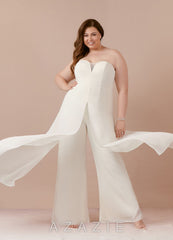 Azazie Tamara Wedding Dress Diamond White Pant Styles Strapless Chiffon Dress diamond_white