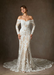 Azazie Empiria Wedding Dress Diamond White Champagne Mermaid Sequins Tulle Dress