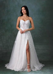 Azazie Ivonnah Diamond White A-Line Strapless Tulle Dress