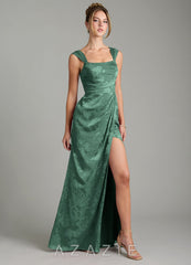 Azazie Kaelis Eucalyptus Mermaid Pleated Floral Jacquard Burnout Dress eucalyptus