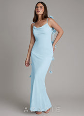 Azazie Kalico Sky Blue Mermaid Pleated Chiffon Dress