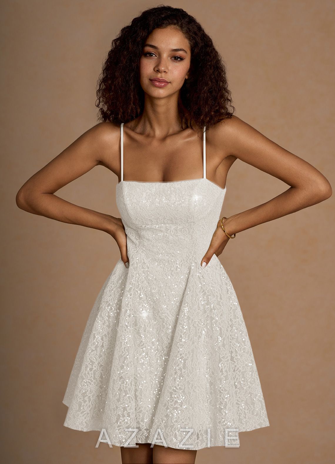Xenia White Sequin Mini Dress