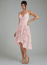 Azazie Rosa Blushing Pink A-Line Pleated Chiffon Dress