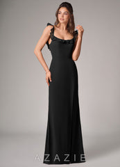Azazie Callie Black Mermaid Side Slit Chiffon Convertible Dress black