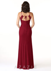 Azazie Reneya Burgundy Mermaid Bow Mesh Dress burgundy