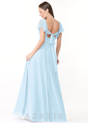Azazie Syenna Sky Blue A-Line Ruched Chiffon Dress sky_blue