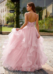 Spitze Pink Sheer Lace Prom Dress pink