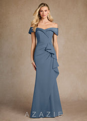 Azazie Laredo Twilight Mermaid Off the Shoulder Stretch Crepe Dress