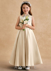 Azazie Honey Bear Champagne A-Line Pleated Matte Satin Dress champagne