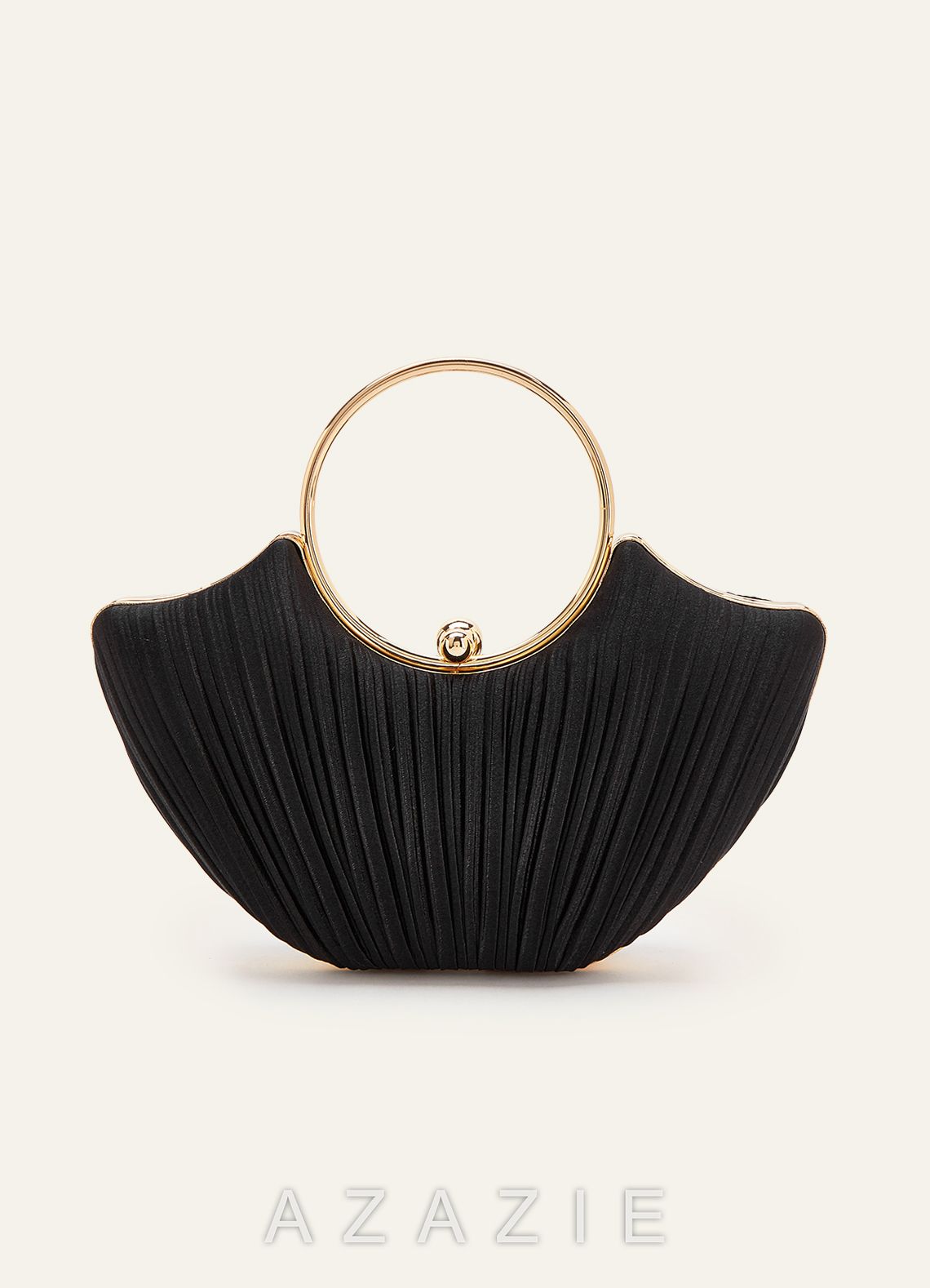 Satin Pleated Fan-Shaped Handbag