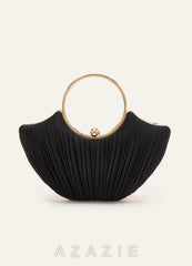 Satin Pleated Fan-Shaped Handbag